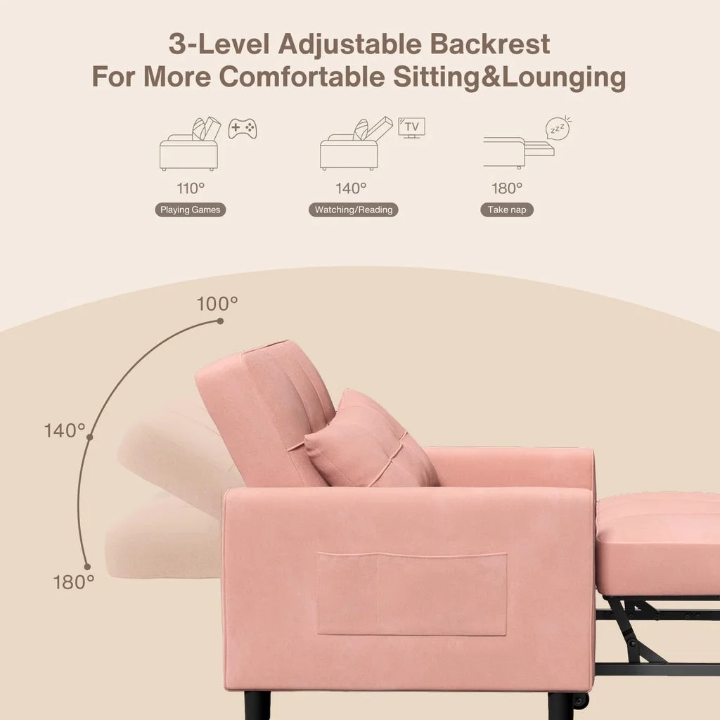 Convertible Sleeper Chair, Aiho 3-in-1 Convertible Sofa Bed Recliner Chair with Pull Out Couch - Dark Gray - Image 25