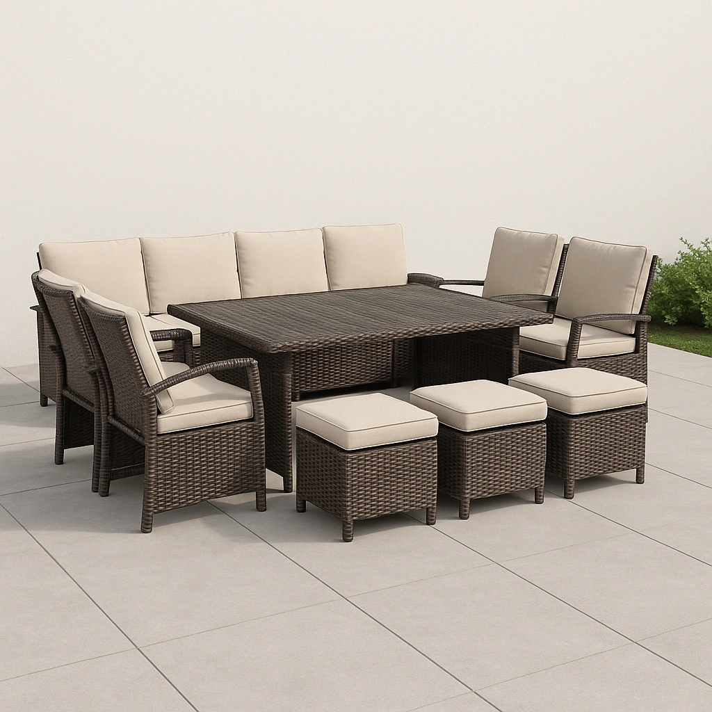 Conjunto muebles jardín comedor marrón ratán sintético exterior - NSgXrWw540fn