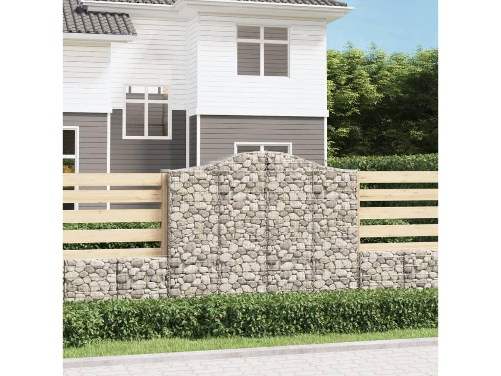 Cestas de gaviones arqueadas 9 piezas 200x50x160/180 cm Hierro galvanizado