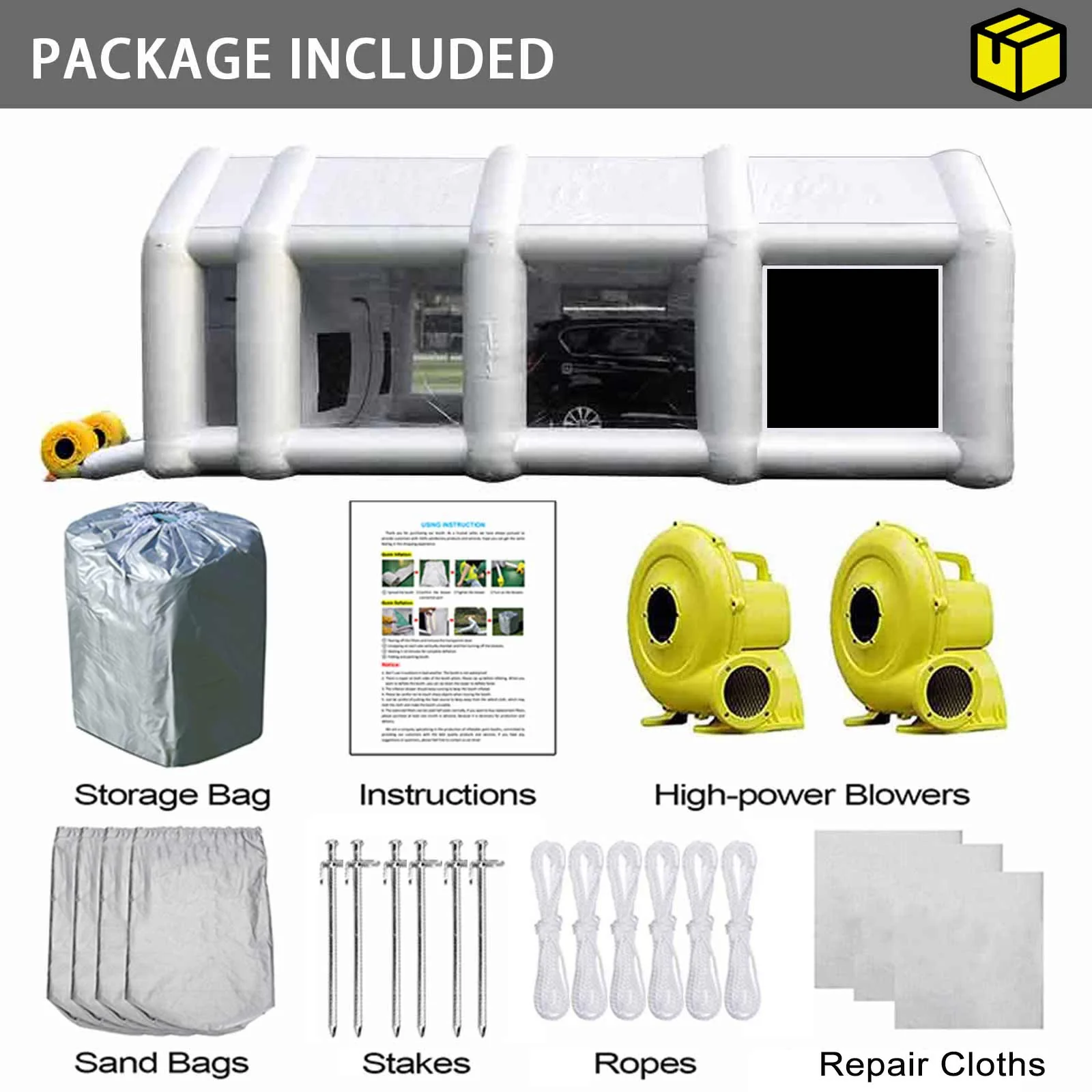 FLAPKWAN Inflatable Paint Booth 30X20X13FT With 1100W+950W Blowers - Image 5 FLAPKWAN Inflatable Paint Booth 30X20X13FT With 1100W+950W Blowers - Image 5