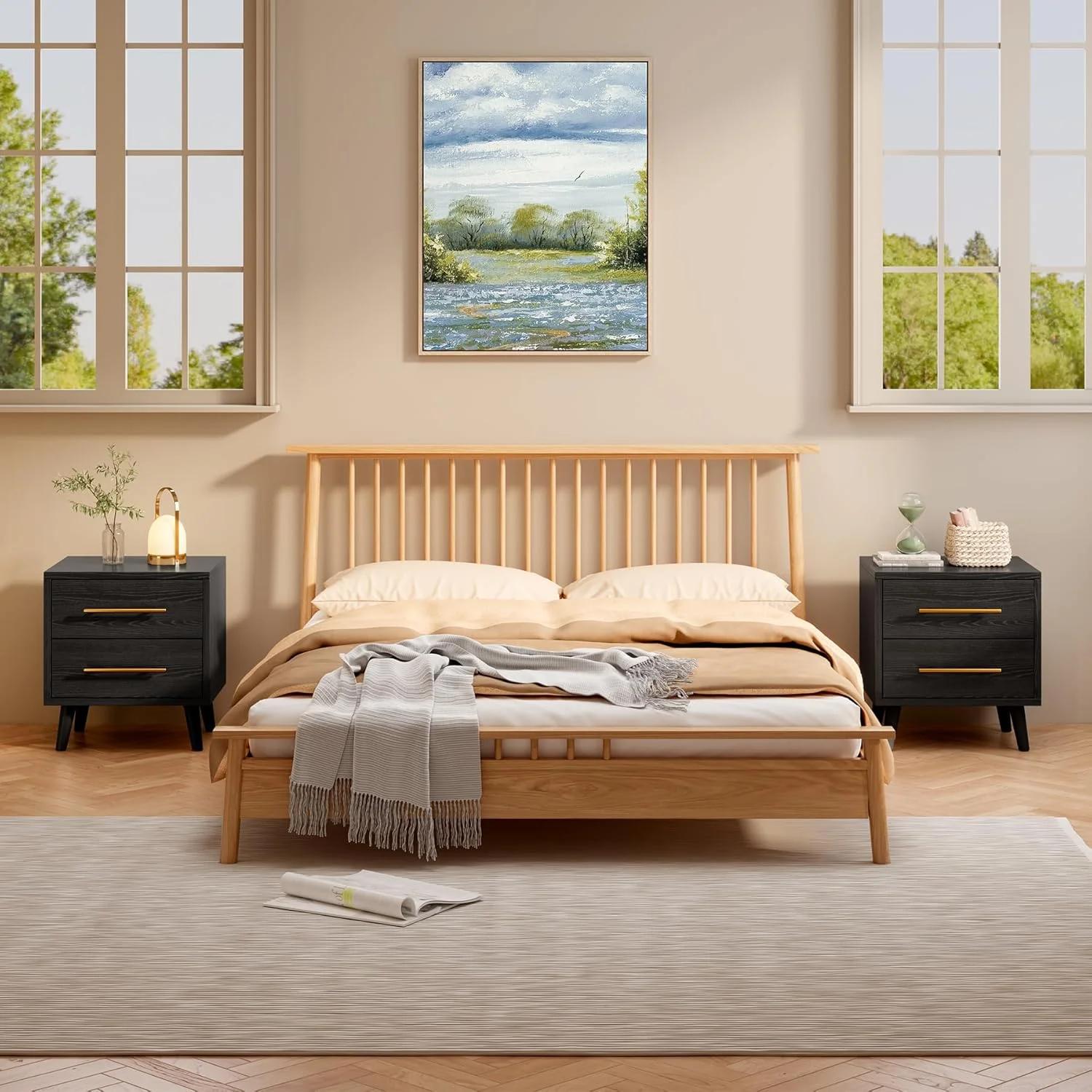 Lofka King Bedroom Furniture Set - Includes One King Bed Frame, Two Nightstands and 2 Dressers for Modern Home Decor - Image 9