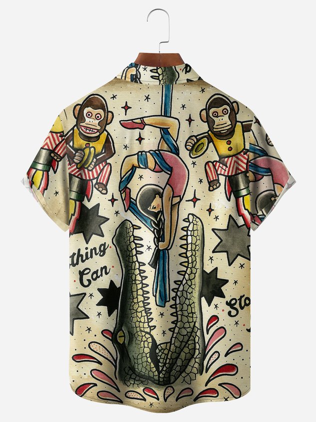 Alligator Beauty Chest Pocket Short Sleeve Casual Shirt