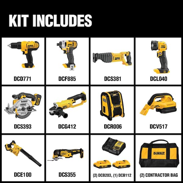 DEWALT 20V MAX Cordless 10 Tool Combo Kit With (2) 20V 2.0Ah Batteries, Charger And Bag - DCK1020D2 - Image 2 DEWALT 20V MAX Cordless 10 Tool Combo Kit With (2) 20V 2.0Ah Batteries, Charger And Bag - DCK1020D2 - Image 2