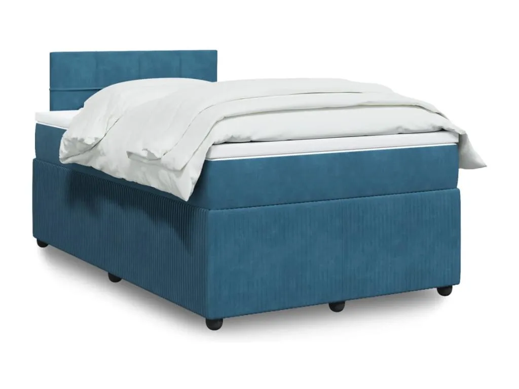 Cama box spring con colchón terciopelo azul 120x200 cm vsd3518755