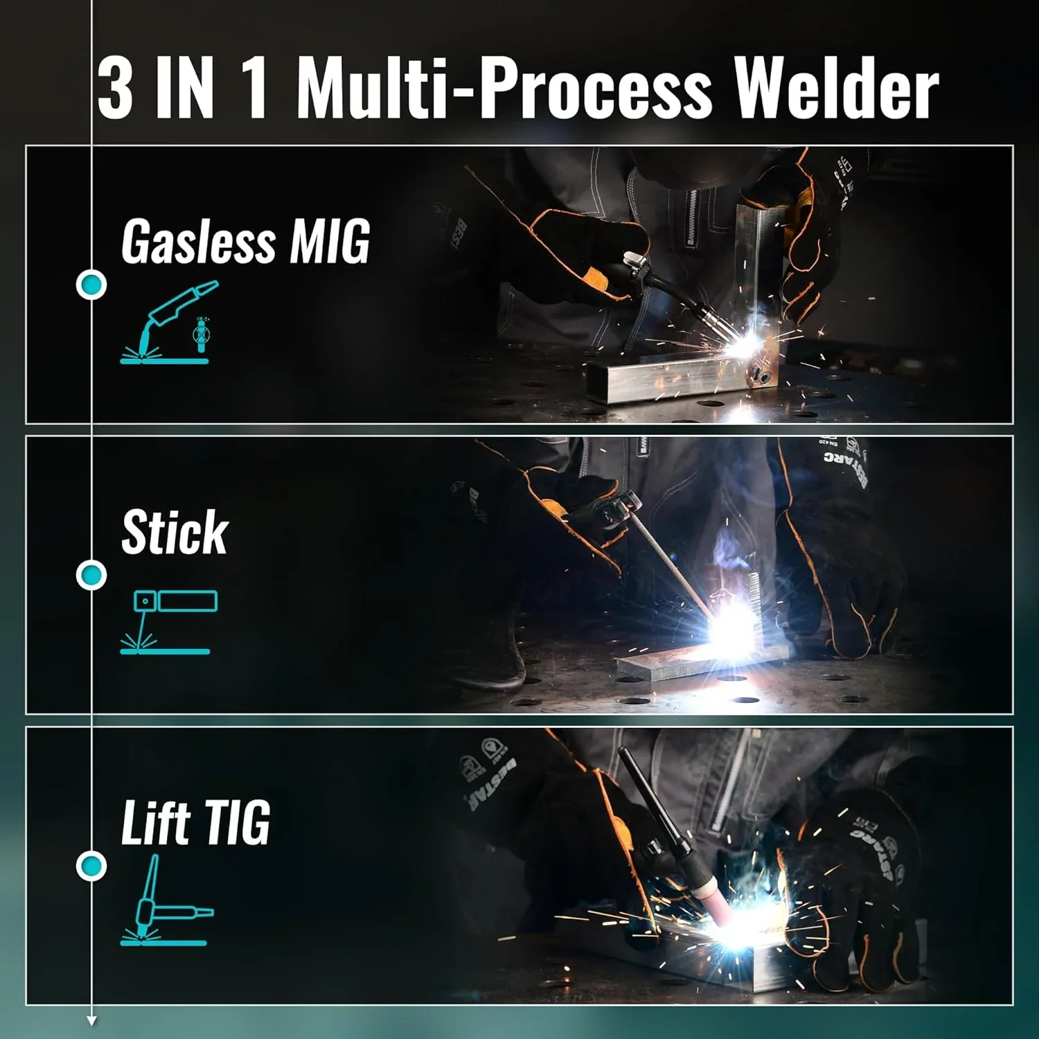 bestarc 145A 3-in-1 MIG Welder, 110V/220V - MIG145-9GEN-110/220V, MIG145-1122 - Image 3 bestarc 145A 3-in-1 MIG Welder, 110V/220V - MIG145-9GEN-110/220V, MIG145-1122 - Image 3