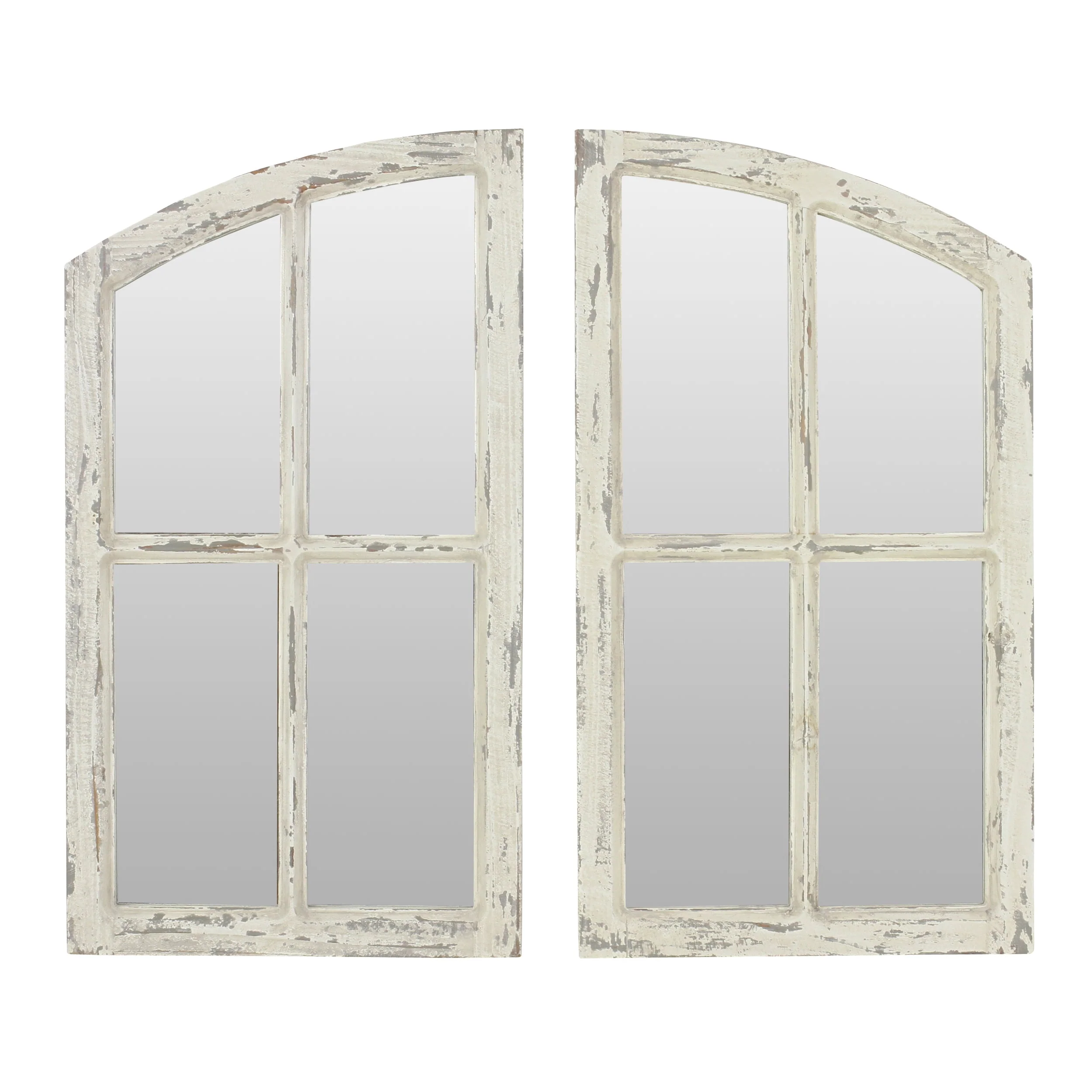 Jolene Arch Window Pane Mirrors Off-White 27" x 15" (Set of 2) by Aspire - Image 2