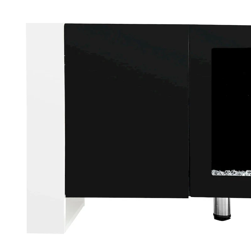 Contemporary Black 68.1" TV Stand with Fireplace and 2 Spacious Cabinets for TVs Up to 78"
