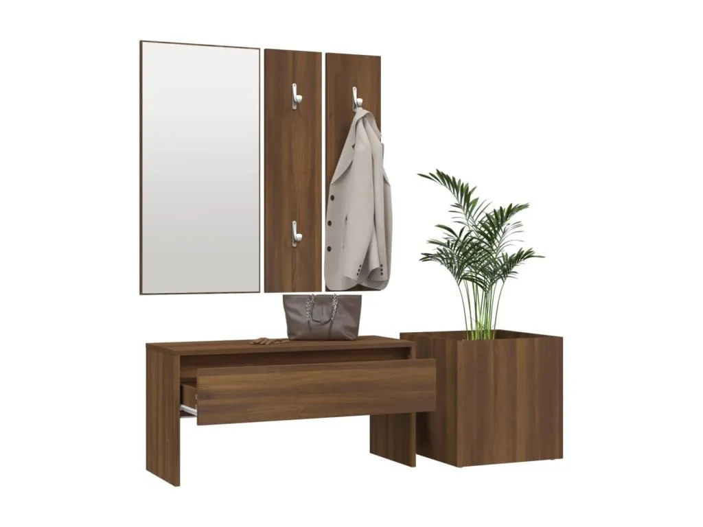 Conjunto de muebles de entrada en madera de roble marrón. gqc3594132