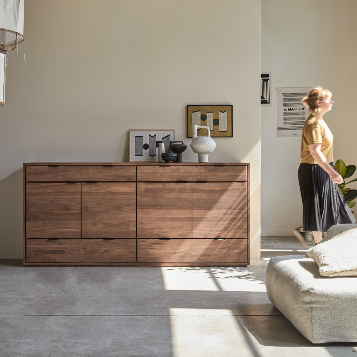 Tikamoon - Senson - Massief notenhouten dressoir 200 cm