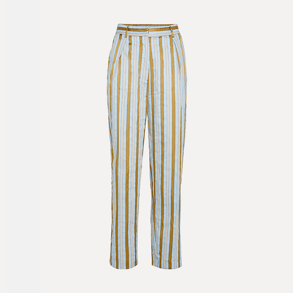 Forte_Forte - Pantalon Rayé - Bleu Ciel