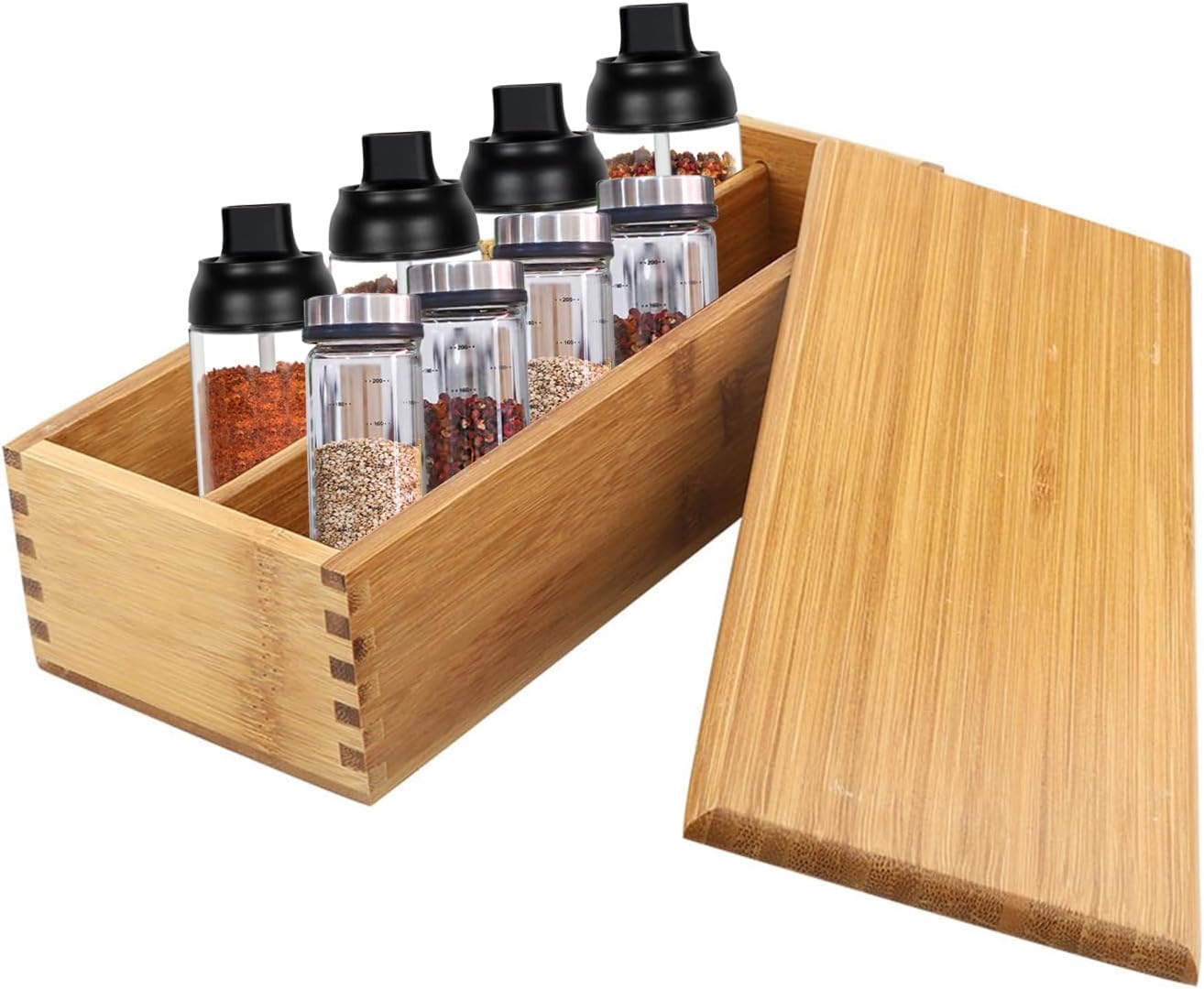 Chopsticks Storage Box with Lid - Bamboo Silverware Storage Utensil Drawer Organizer - Japanese Chopsticks Boxes with Lid - Cutlery Box Utensil Holder Container for Home Kitchen