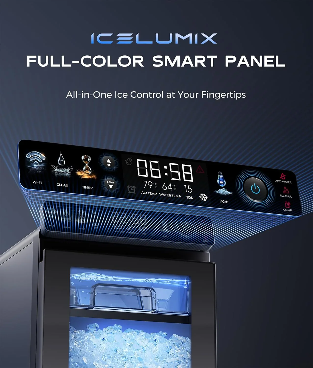 Smart Countertop Pebble Ice Maker, 44 Lb./24H, Self-Cleaning