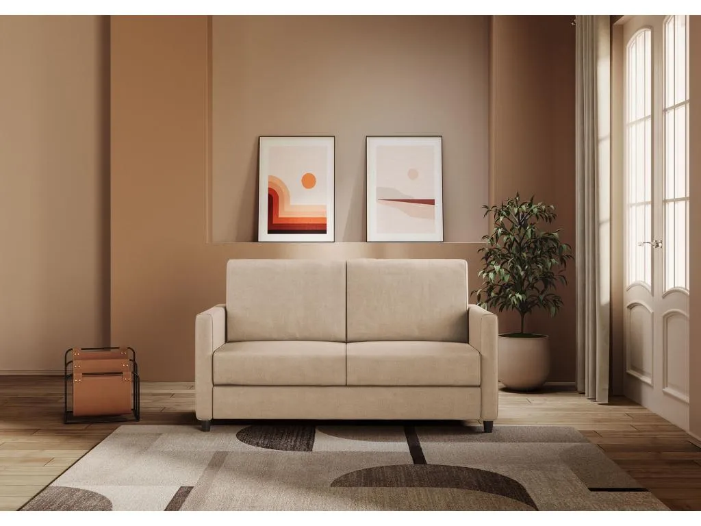 Sofá recto italiano moderno en tela beige Decoencanto - 3 tamaños-Talla 158 cm