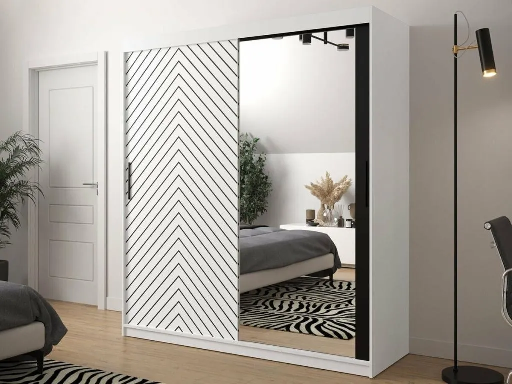 Armario Decoencanto 313 Negro | Blanco 200x180x62cm Puertas de armario - Correderas