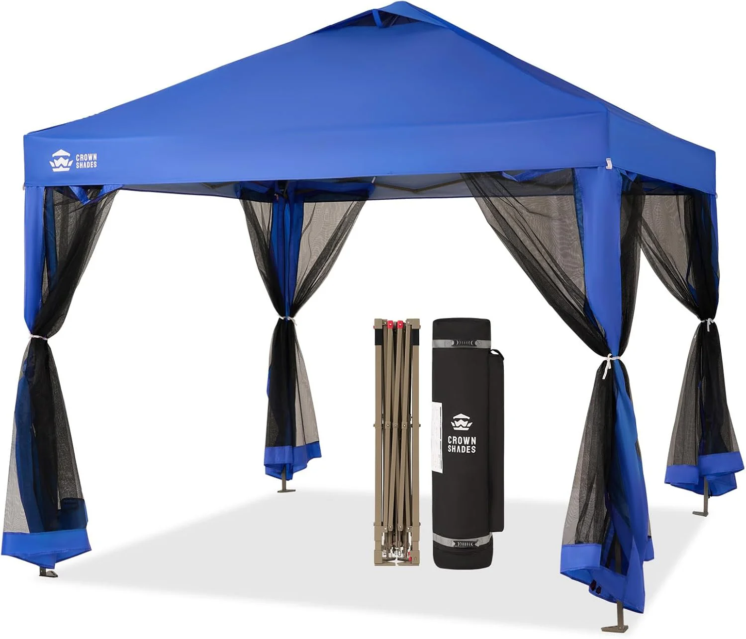 CROWN SHADES 13x13 Pop Up Gazebo, Canopy Tent, Gazebos on Clearance - Outdoor Gazebo for Backyard & Patio Furniture - Carpa Pop Up Tent with Wheeled STO-N-Go Cover Bag (Beige & Coffee)