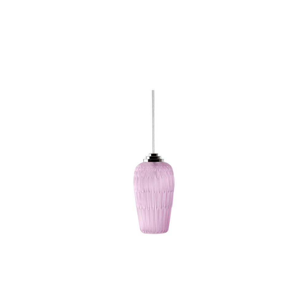SUSPENSION PLUMES, PETIT MODÈLE - CRISTAL LUSTRÉ ROSE, FINITION CHROME