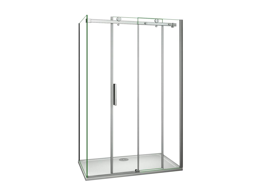 Mampara de ducha corredera+panel lateral,cromado,vidrio 6mm,(1175-1195)x(783-803)x1950mm