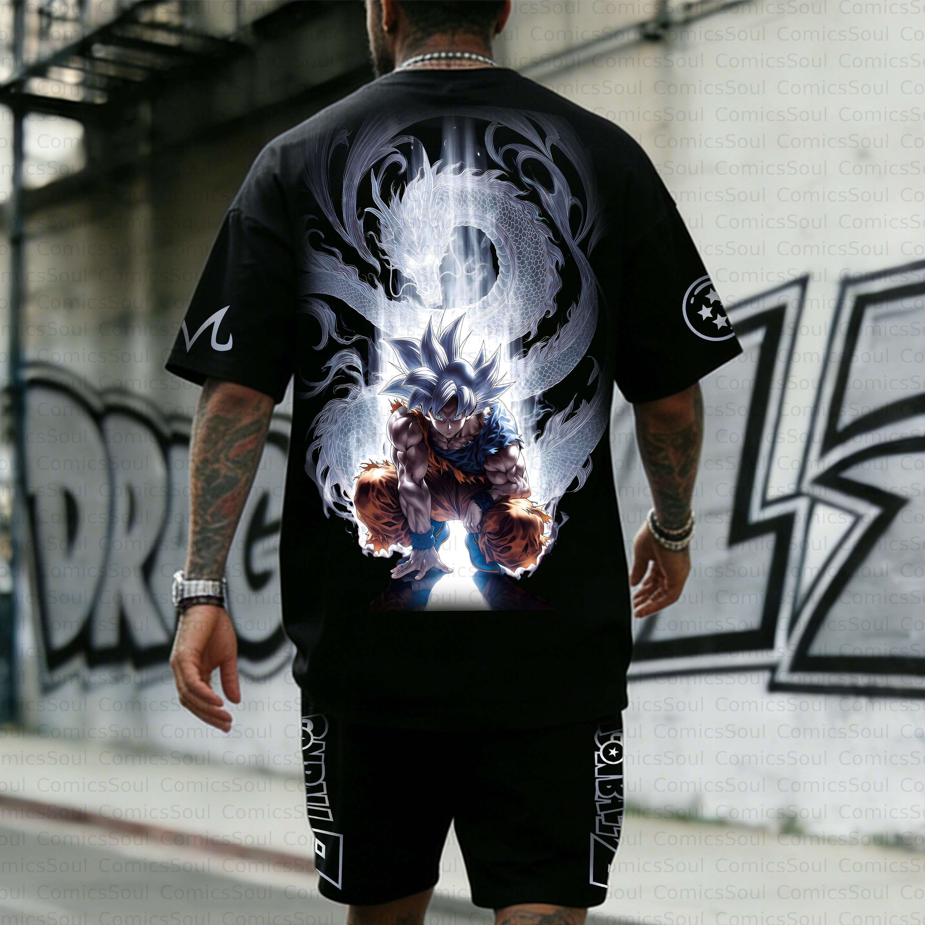Unisex Anime Inspired Vintage T-shirt& Shorts 2 Pieces Set