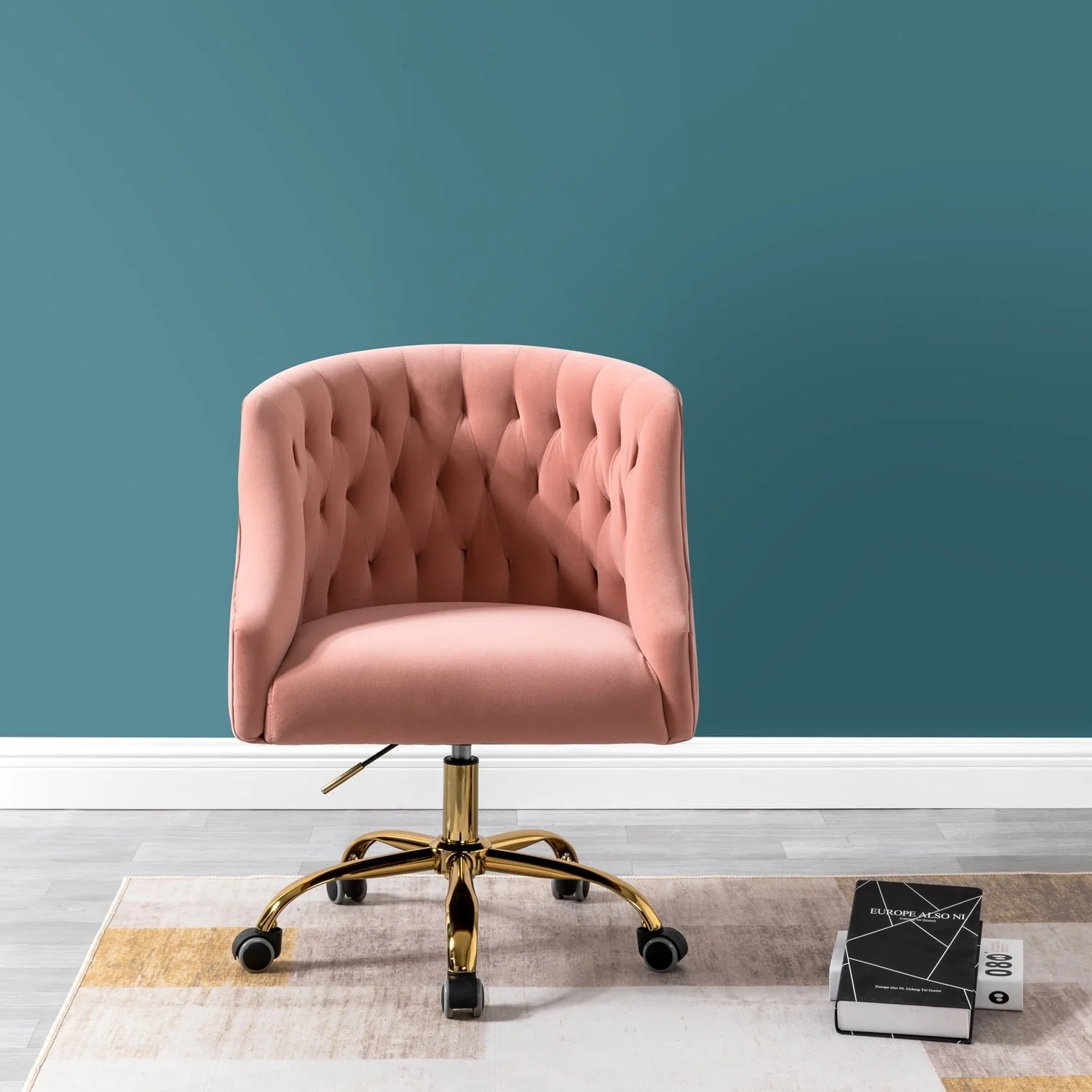 14 Karat Home Lydia 15 in Task Chairs with Swivel, 250 lb, Pink(Black)