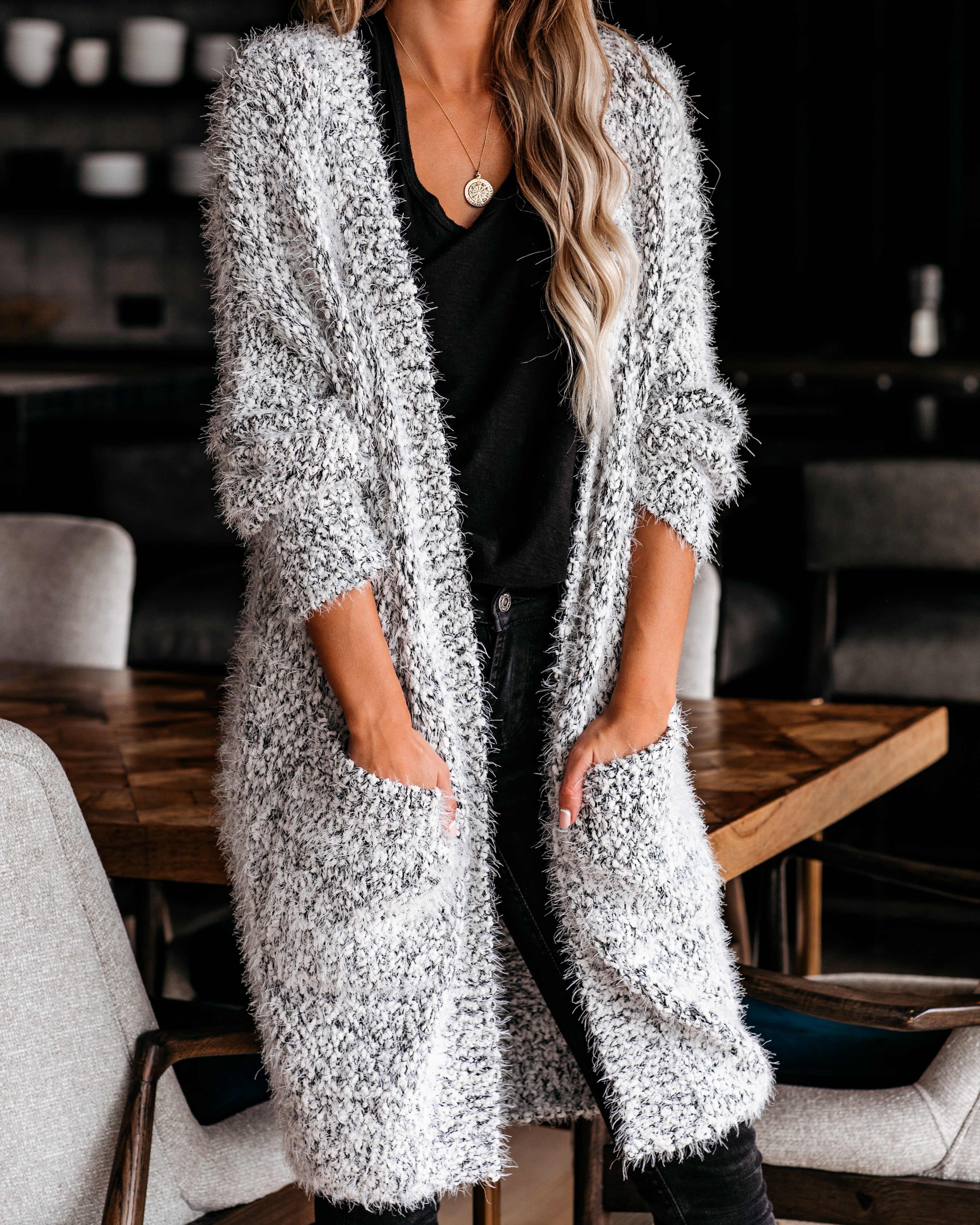 Hit The Slopes Pocketed Fuzzy Knit Cardigan - Se7enfashion