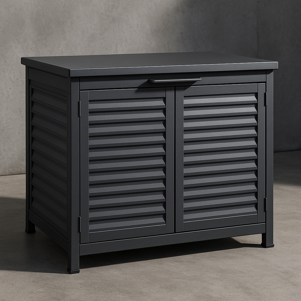 Hogar y Jardín Armario de almacenamiento Metal 87x46.5x72 cm Gris Exterior Organizador Impermeable