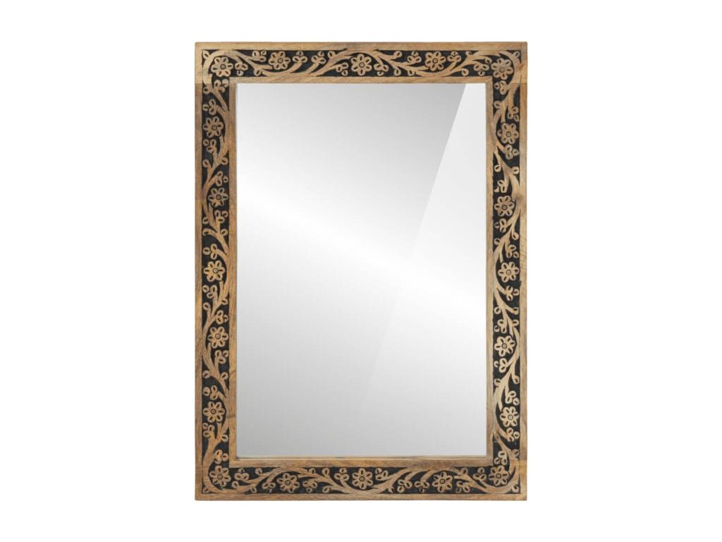 Espejo de baño madera maciza de acacia y vidrio 50x70x2,5 cm