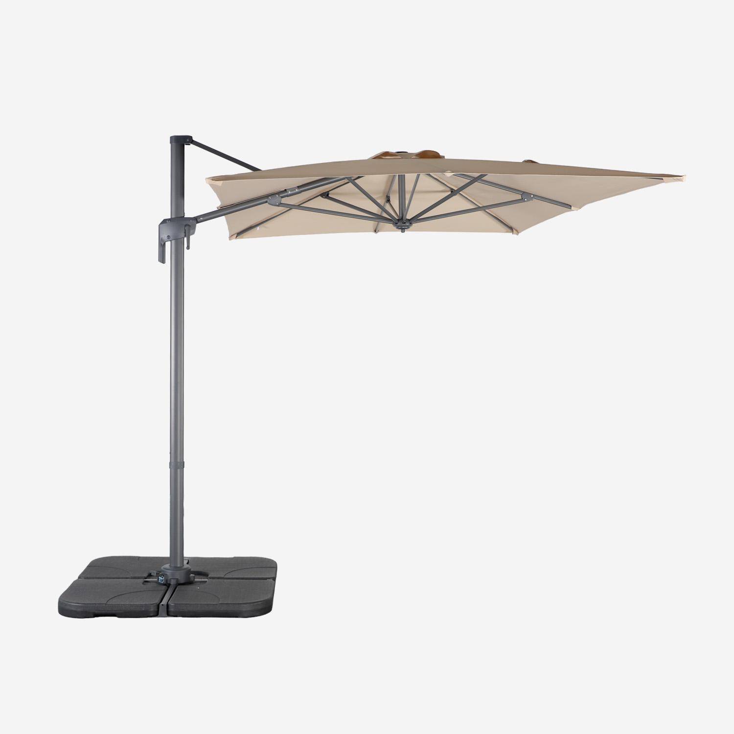 Antibes - Parasol rectangular 2x3m + 4 losas de 50cm