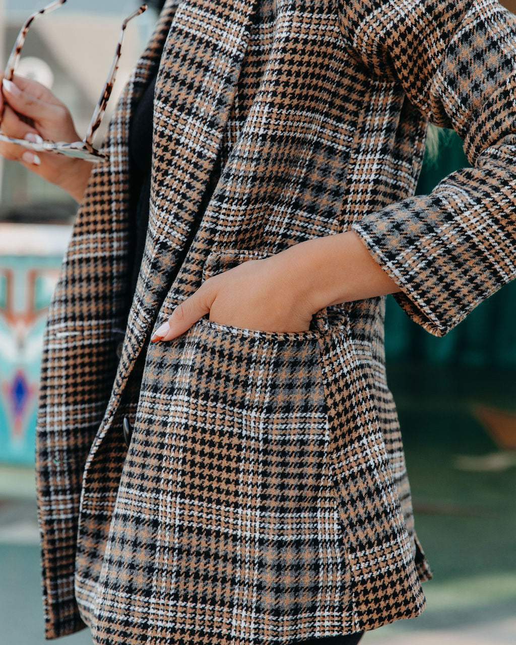 Celina Pocketed Plaid Blazer - Se7enfashion