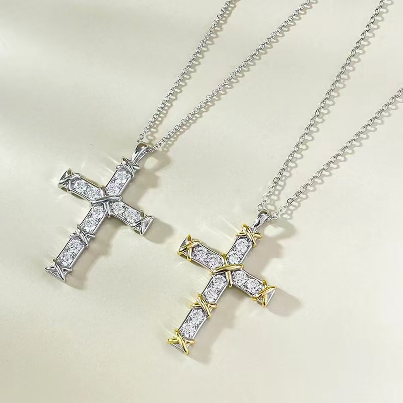 Tiffany Ten Stone Cross Pendant with Diamonds Necklace - Original Replica Club