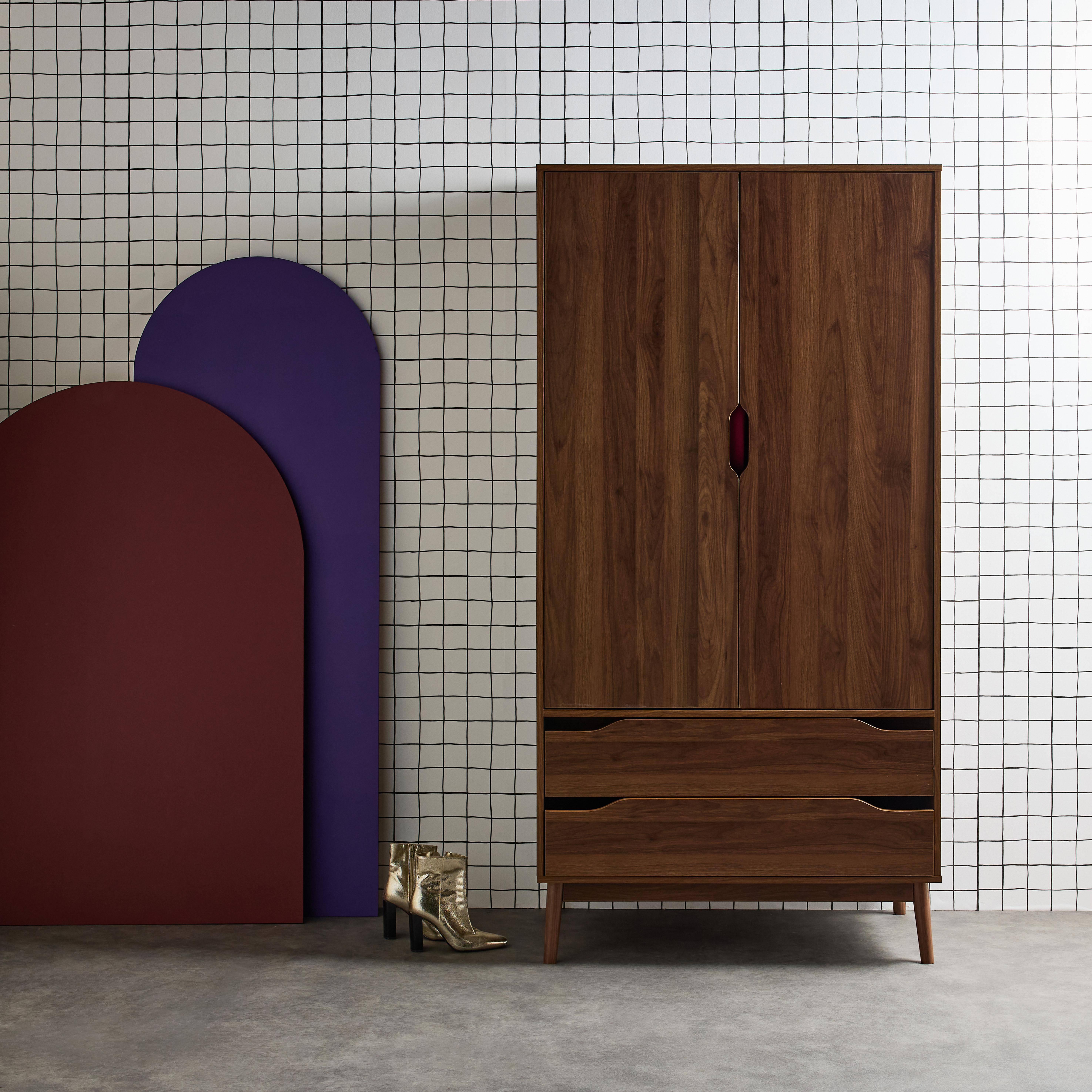 Nepal - Armario vestidor vintage, decoración en madera, 2 puertas