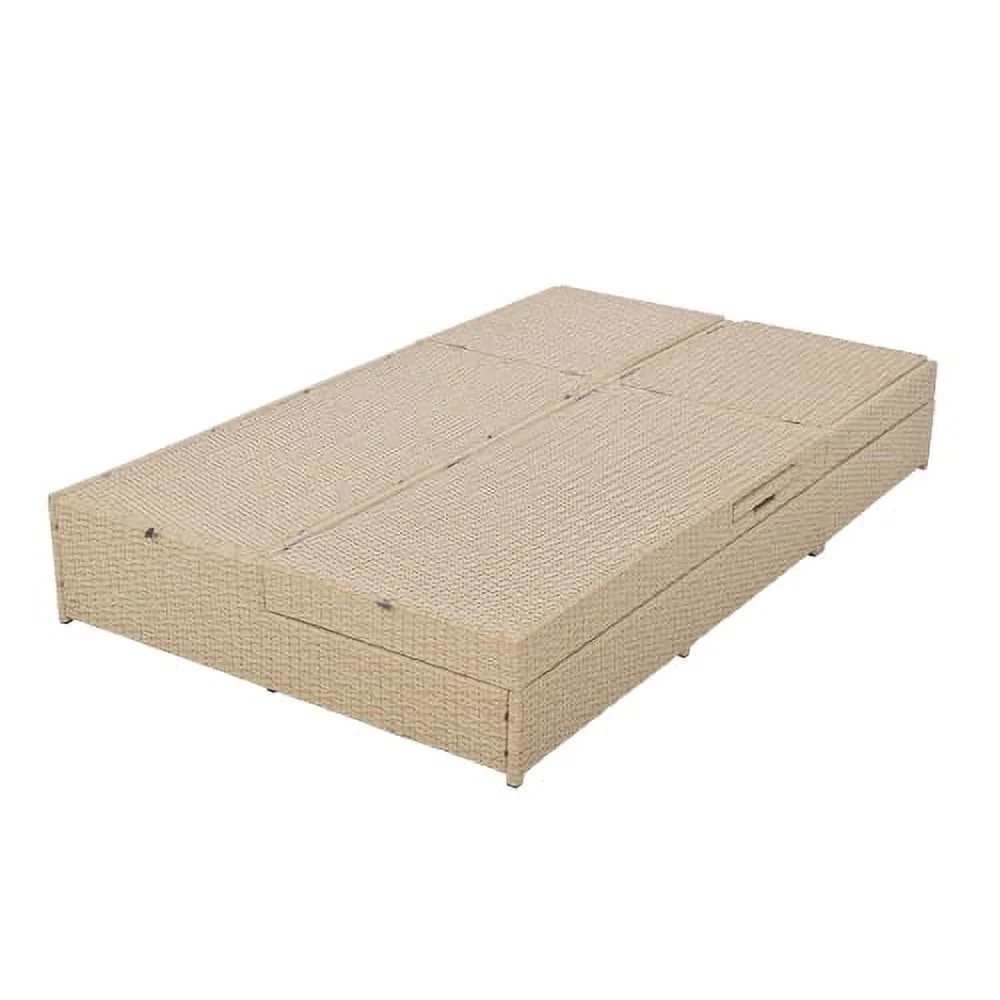 Harper & Bright Designs Rattan Outdoor Double Lounge Chaise 2-Person PE Wicker Outdoor Patio Sunbed with Canopy Cover for Backyard Garden Balcony, Beige+Black - Image 49