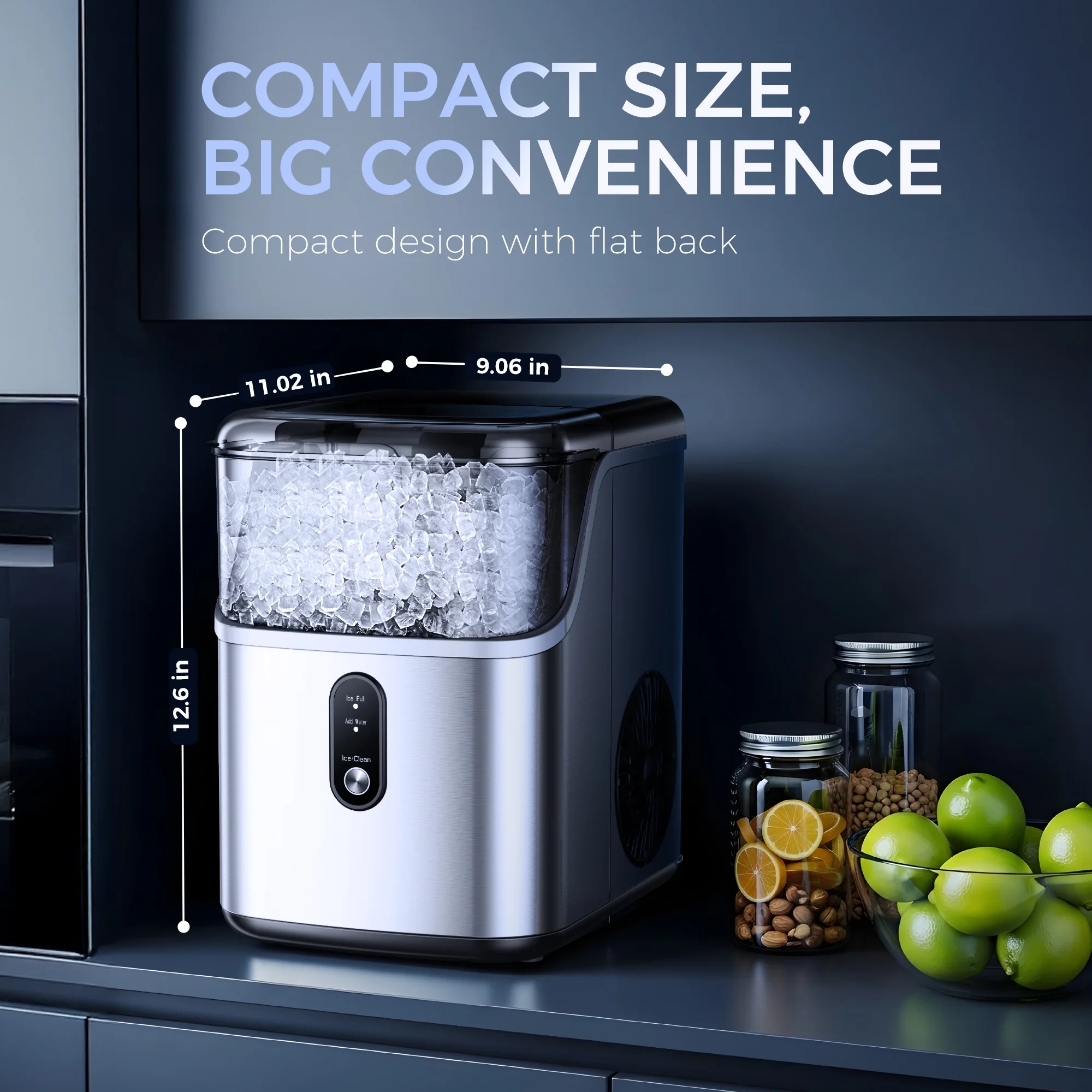 Simzlife Nugget Ice Maker Countertops, 35.9lbs Per Day Portable Pebble ice machine, Crushed Sonic ice maker with Soft Chewable Ice for Home, Party, RV, Camping, Stainless Steel Silver - Image 8