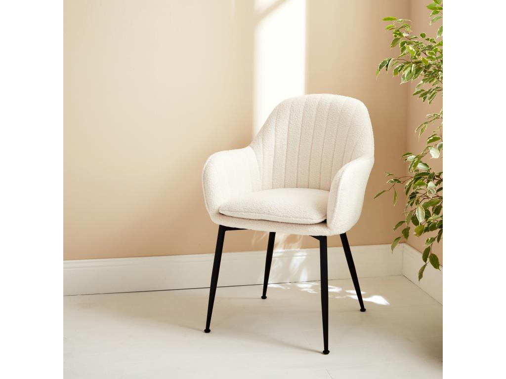 Sillón en borreguito con patas de metal borreguito blanco