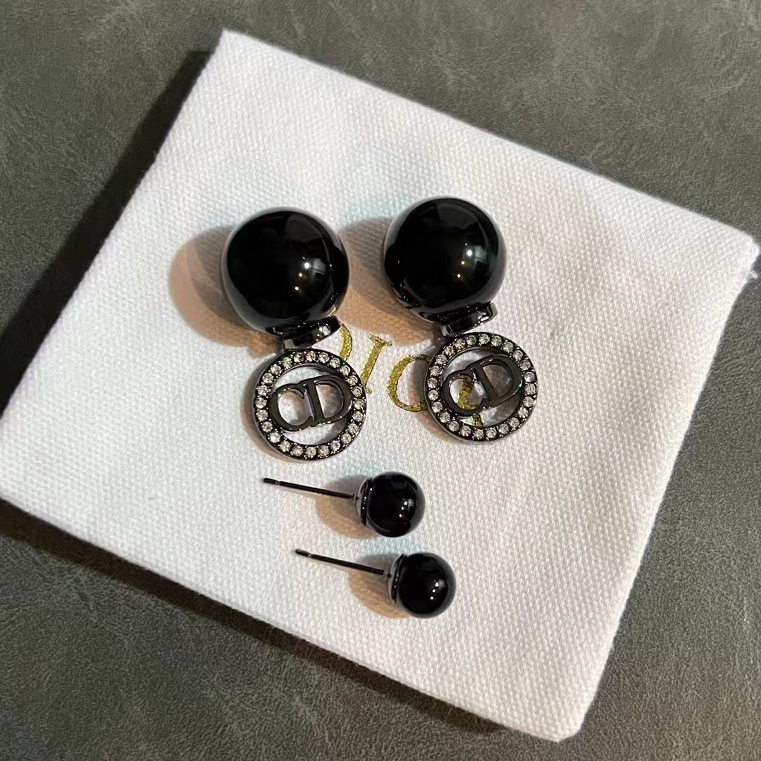 Dior Black Pearl CD Earrings - Original Replica Club