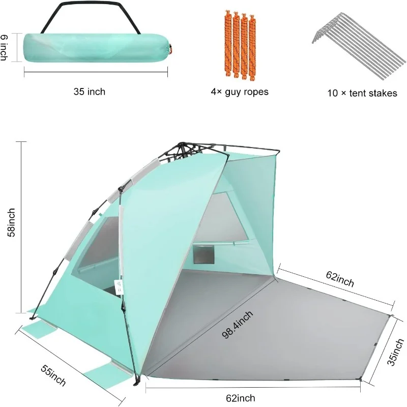 Large Pop Up Beach Tent Sun Shelter for 5-6 Person Portable Sun Shade Instant Tent - Image 3