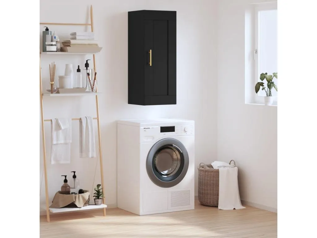 Armario de pared Luxmbls de ingeniería negro 34.5x34x90 cm VHFG65385