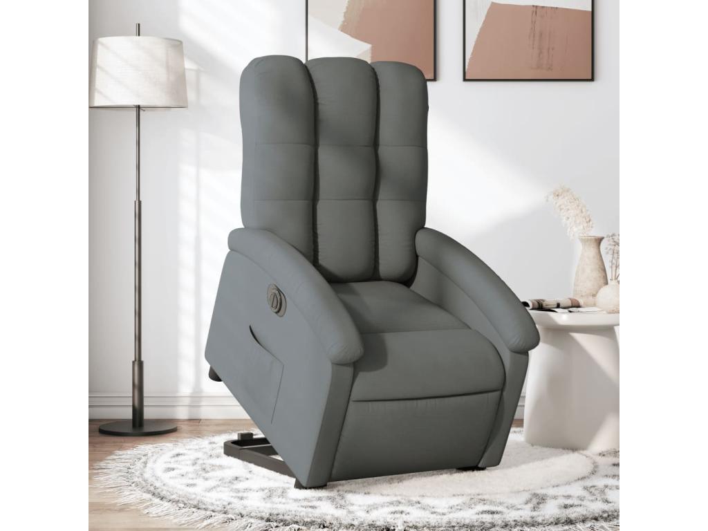 Sillón eléctrico reclinable elevable de tela gris oscuro