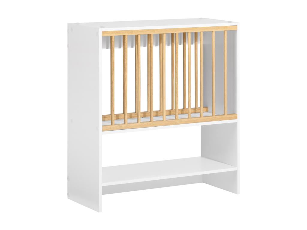 Escurreplatos Blanco de Pared Soporte para Platos Escurridor De Platos y Vasos con 1 Estante Adicional y 7 Ganchos 64 x 24 x 71 cm KCR09-W Mubdelu ES