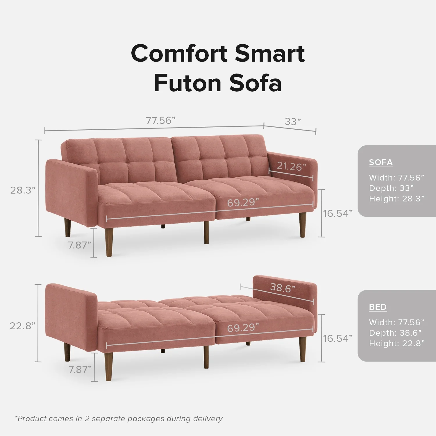 Mopio Aaron Futon Sofa Bed Old Rosa - Image 4