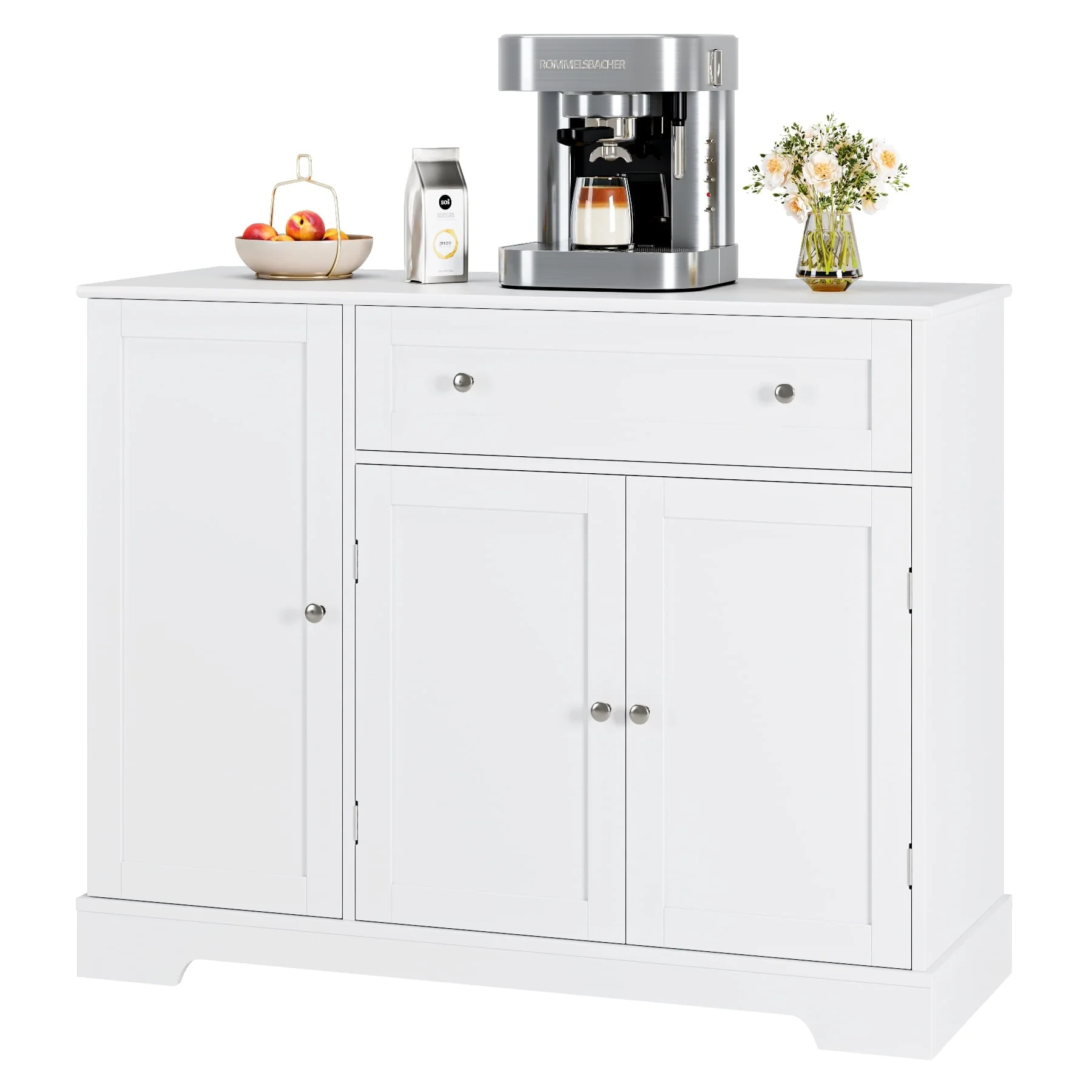 Homfa 41'' Kitchen Storage Cabinet, Pantry Cabinet with Drawers and Adjustable Shelf, Buffet Cabinet Sideboard for Dinning Room, White - Image 4