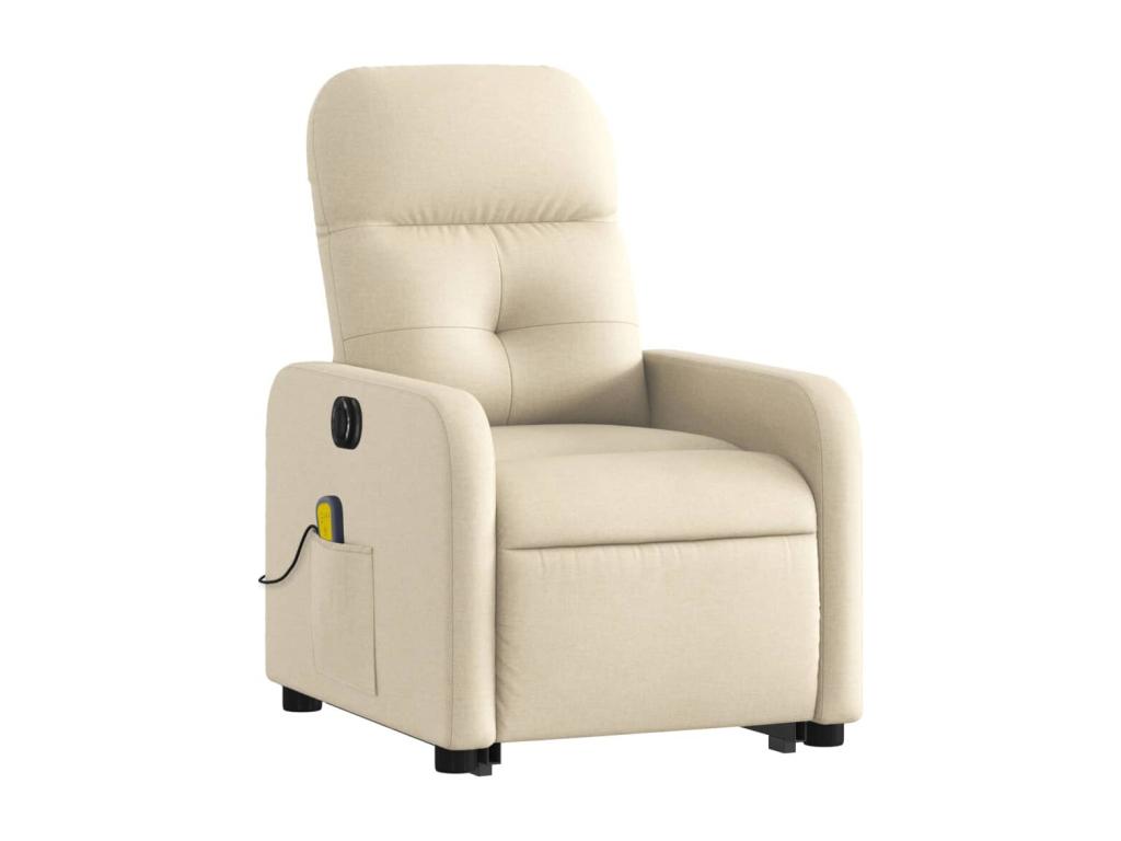 Sillón de masaje eléctrico reclinable elevable tela crema