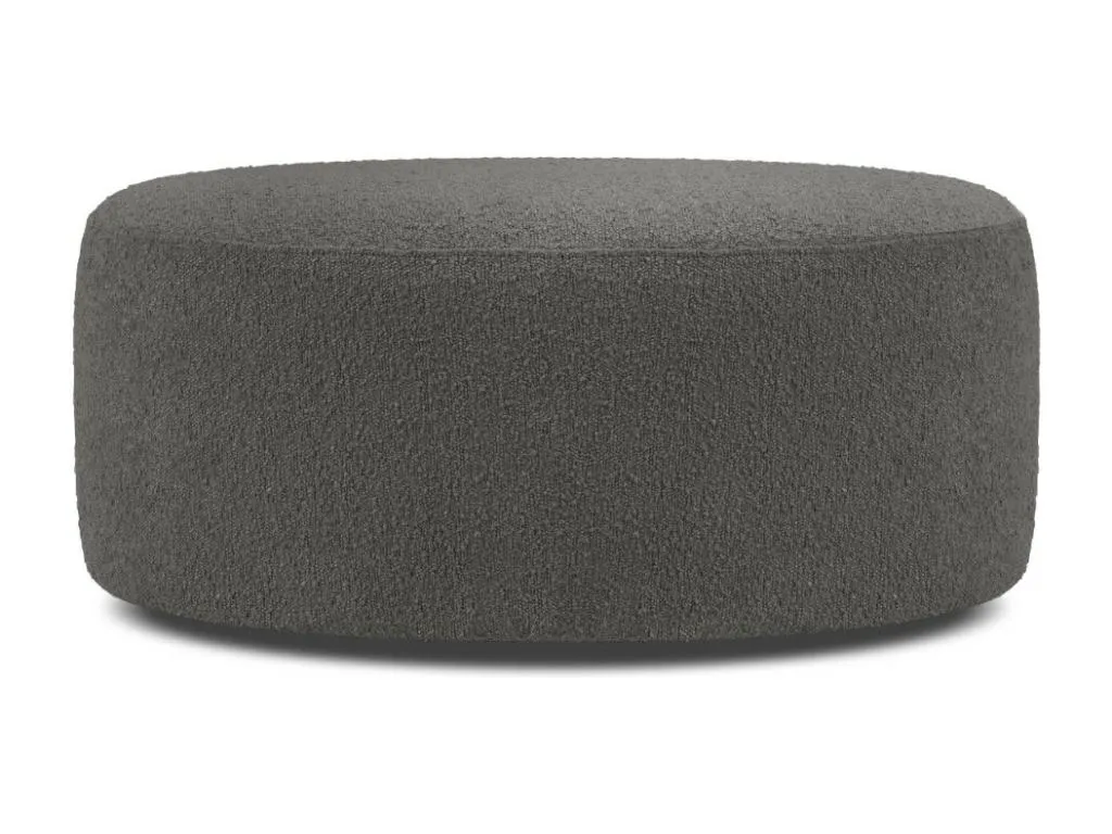 Puf giratorio Nidovia en tejido bouclé gris oscuro 80x80x36 cm. vcl3740277