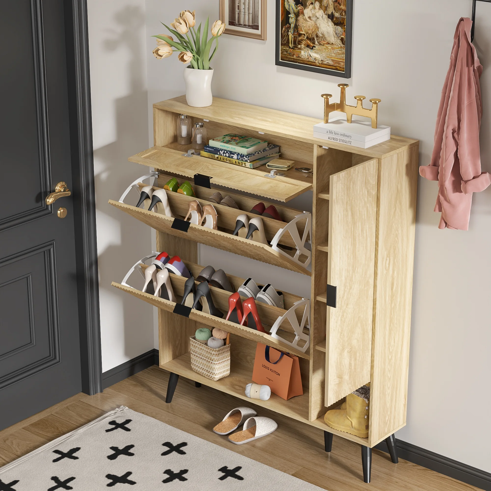 Shoe Cabinet with Drawers, slim storage cabinets, entryway shoe storage cabinets - Image 4