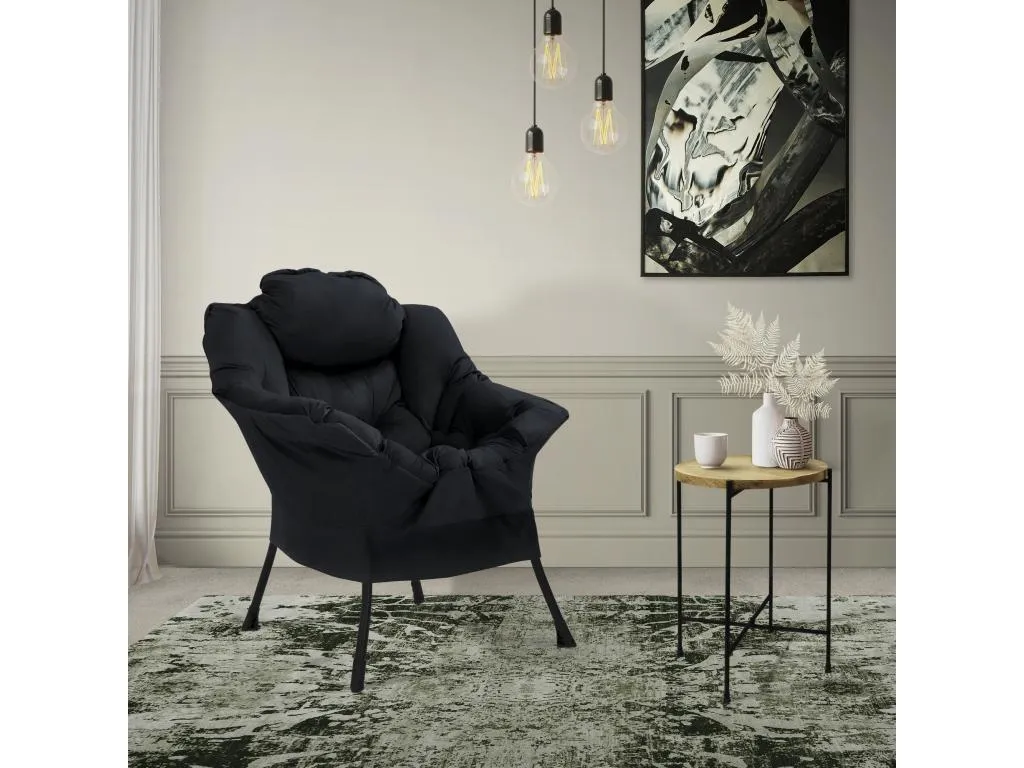 Quietena Reclinable negro - Sillón con reposabrazos y bolsillo lateral