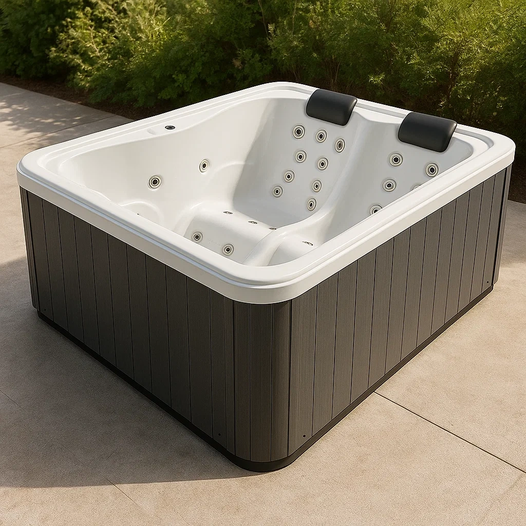 Spas rígidos 180x180x70 cm 2 asientos circular Gris/ Bla AjBfoTH411WE