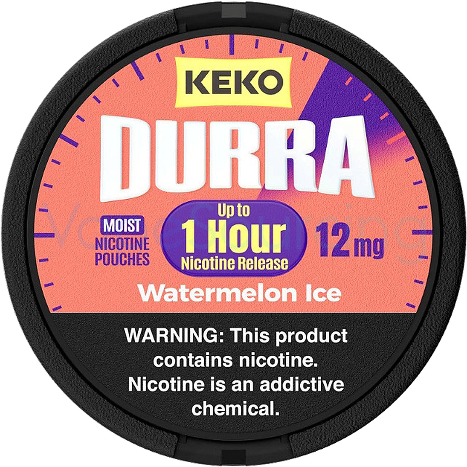 KEKO Watermelon Ice 12mg nicotine pouches — Slim Moist Pouch can with 20 strong watermelon ice pouches