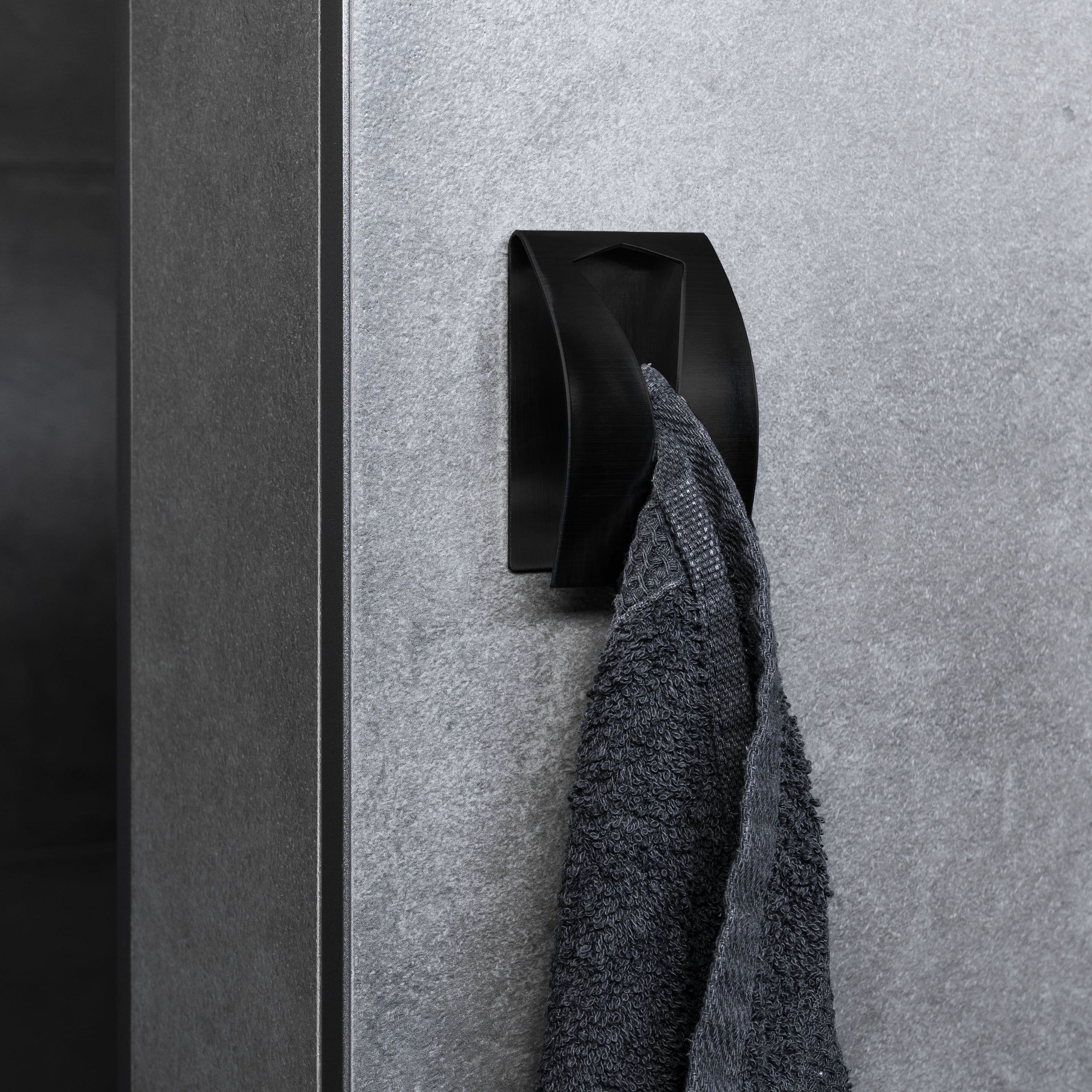 QUVIO Handdoekenhouder zelfklevend RVS - set van 2 - Zwart