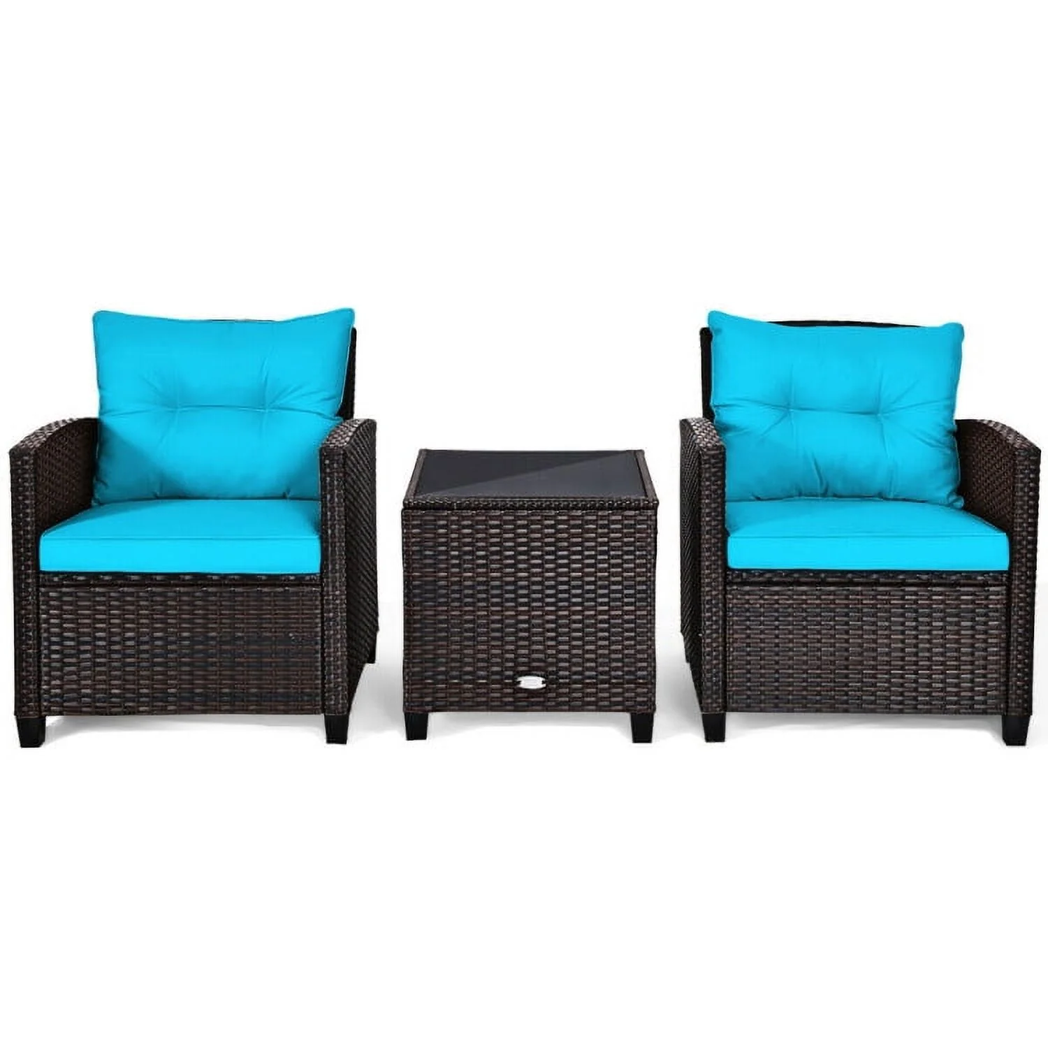 Spaco Patio Furniture 4 Pieces Patio Rattan Furniture Set, Outdoor Wicker Rattan Chairs Garden Backyard Balcony Porch Poolside loveseat with Coffee Table Cushioned Sofa-White - Image 10