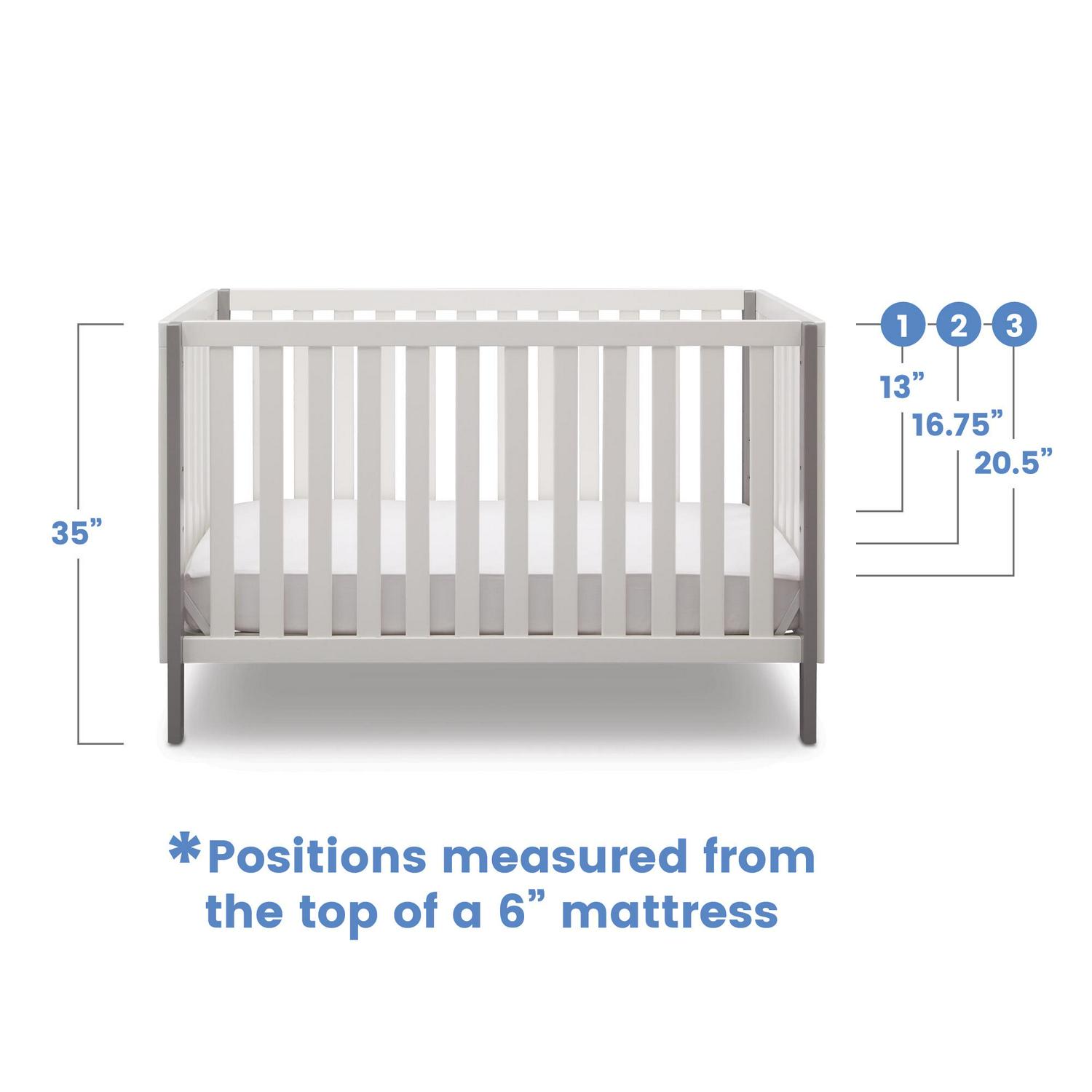 Delta Children Milo 3-in-1 Convertible Crib. Greenguard Gold Certified. Bianca White/Grey - Image 5
