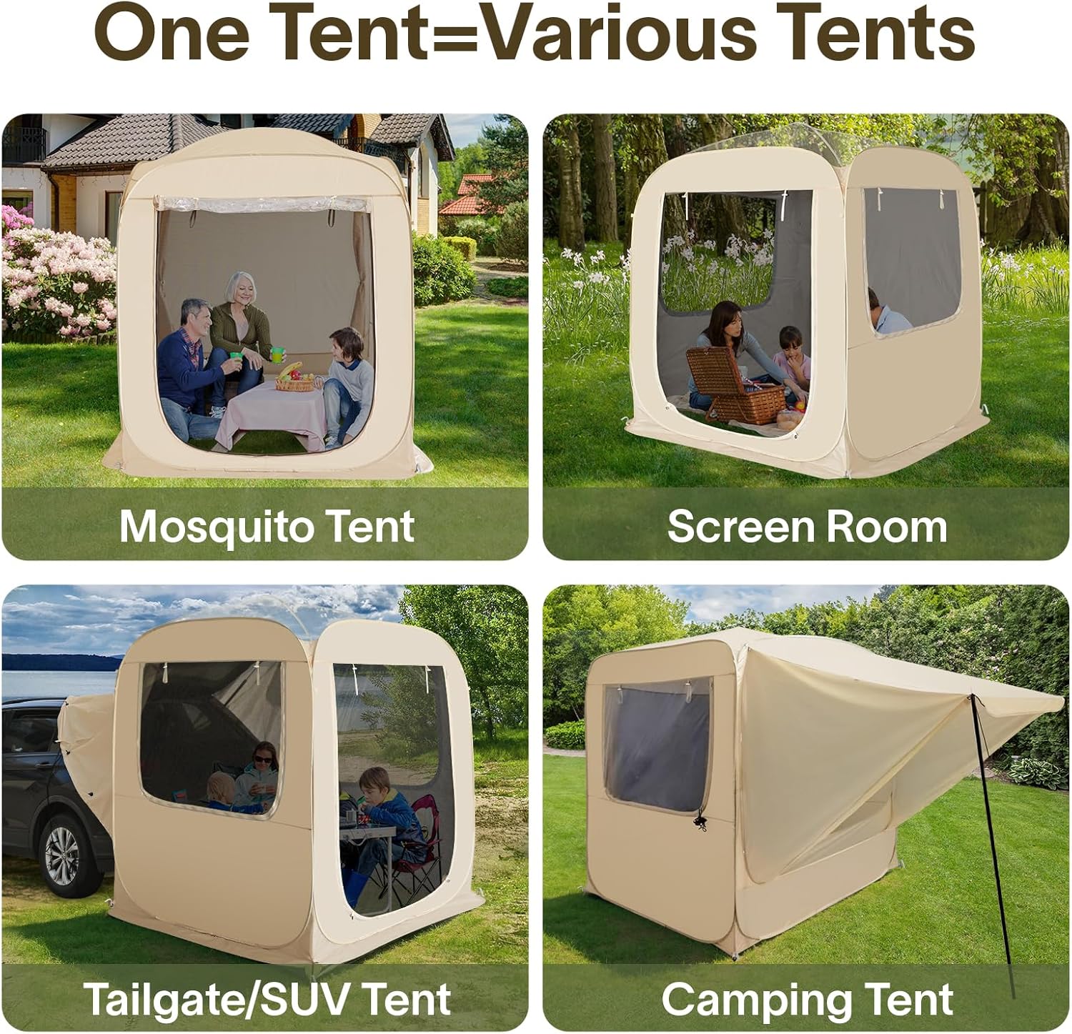 Screen gazebo sleeps 6-10-15 people Igloo-style canopy tent mosquito net on the sides Perfect